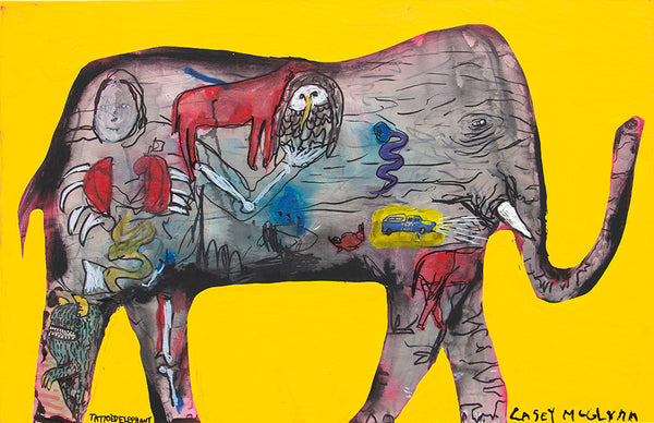 Casey McGlynn artwork 'Tattooed Elephant' available at Bau-Xi Gallery Toronto, Ontario