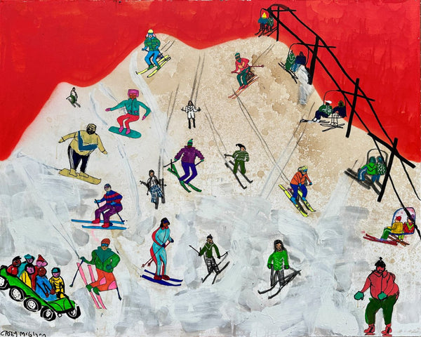 Casey McGlynn artwork 'Skier’s Boarders and Skaters on Blue Mountain' available at Bau-Xi Gallery Toronto, Ontario
