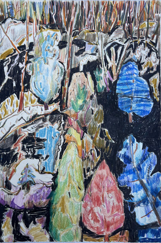 Blue Spruces Left, Blackened Soil