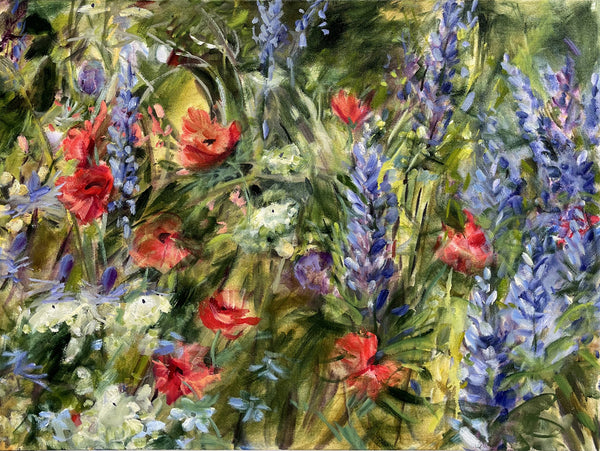 Jamie Evrard artwork 'Small Meadow - Lupines' available at Bau-Xi Gallery Vancouver