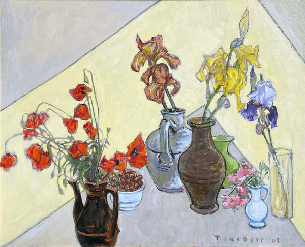 Field Poppy, Three Irises, Geranium