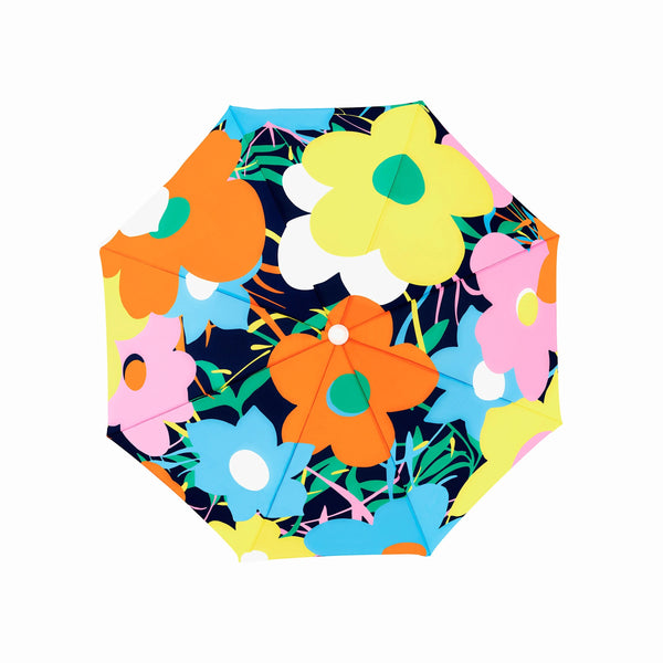 Yellow Floral Beach Umbrella - 4 sizes