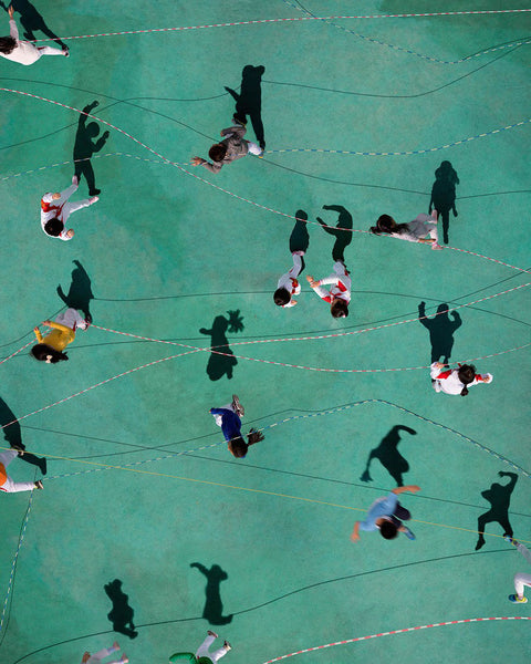 Katrin Korfmann Artwork | Vibrant, colourful, sometimes monochromatic, aerial composite photographs of human interactions in public spaces.