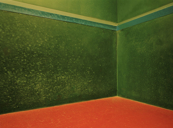 Elliott Wilcox Artwork | Colourful minimal graphic compositions of tennis courts, squash courts, and rock climbing walls.