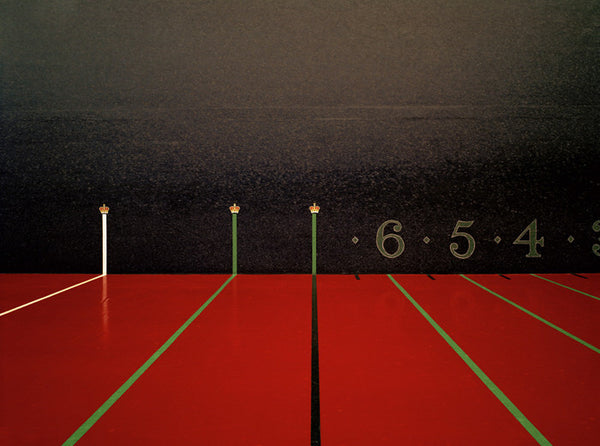 Elliott Wilcox Artwork | Colourful minimal graphic compositions of tennis courts, squash courts, and rock climbing walls.