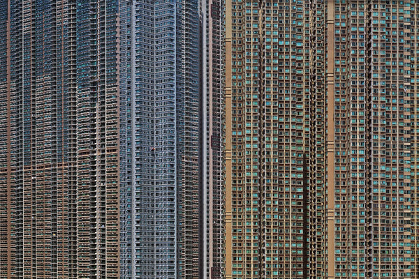 Michael Wolf Artwork | Dramatic muted large-format architectural photographs of Hong Kong Chicago and Paris, portraits from the Tokyo subway.