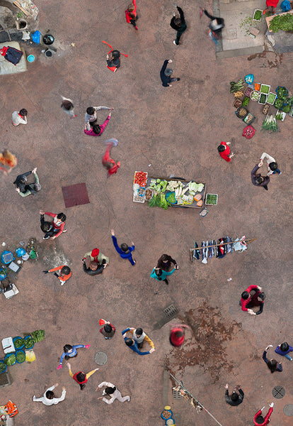 Katrin Korfmann Artwork | Vibrant, colourful, sometimes monochromatic, aerial composite photographs of human interactions in public spaces.