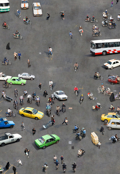 Katrin Korfmann Artwork | Vibrant, colourful, sometimes monochromatic, aerial composite photographs of human interactions in public spaces.