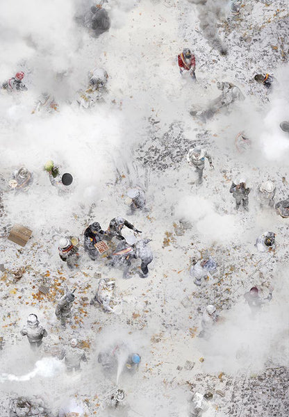 Katrin Korfmann Artwork | Vibrant, colourful, sometimes monochromatic, aerial composite photographs of human interactions in public spaces.