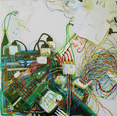 Lisa Birke - Technabstract 2, Oil on Mylar, Framed in Black with Glass, - Bau-Xi Gallery