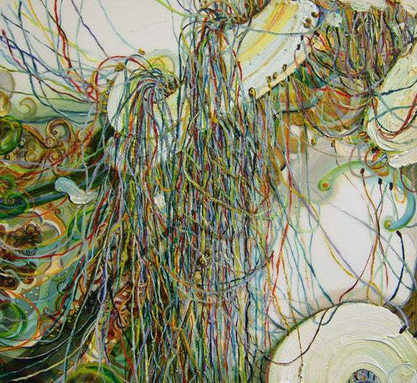 Lisa Birke - Technabstract 3, Oil on Mylar, Framed in Black with Glass, - Bau-Xi Gallery