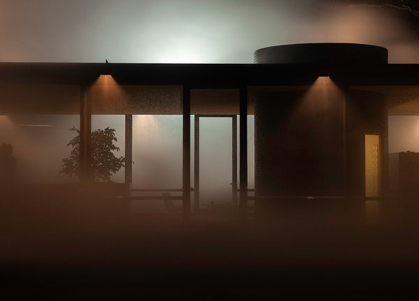 Night View Elevation with Sculpture, Glass House - Available in 3 Sizes