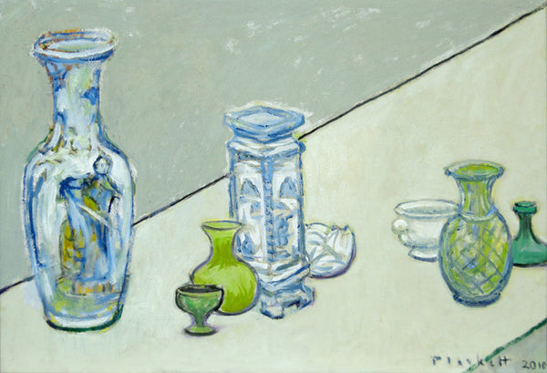 Joseph Plaskett Artwork | Impressionist still life, landscape, and figurative oil paintings, later informed by Modernism, seeing the addition of geometric shapes and abstract elements.