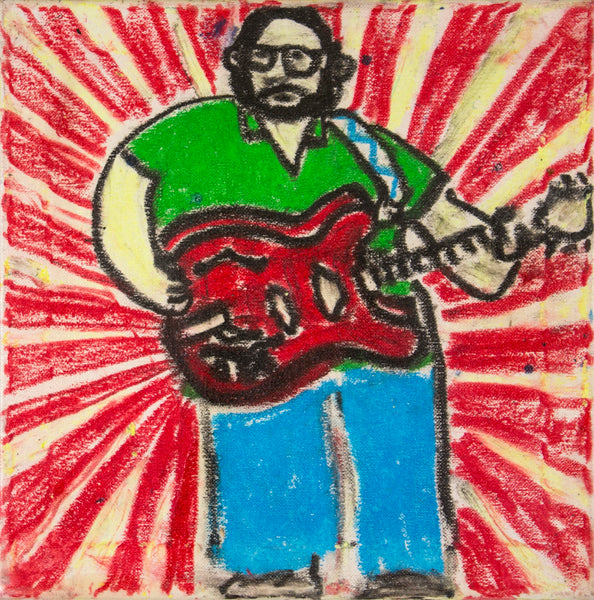 Casey McGlynn artwork 'Self Portrait With Gibson and Japan Inspired Background' available at Bau-Xi Gallery Vancouver