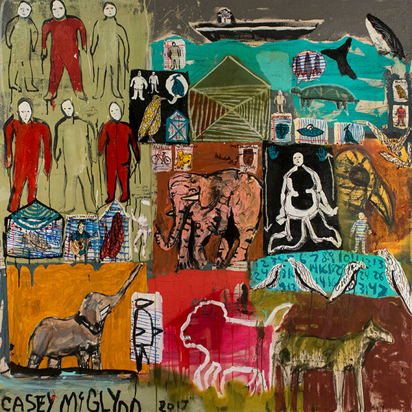 Casey McGlynn artwork 'Whales and Ocean Liner' available at Bau-Xi Gallery Vancouver