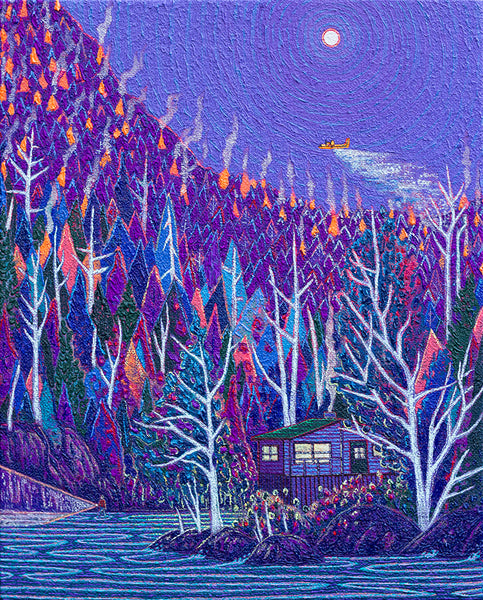 Kyle Scheurmann artwork 'First Colours of Fall (Night-Canoe Painting #20)' available at Bau-Xi Gallery Vancouver
