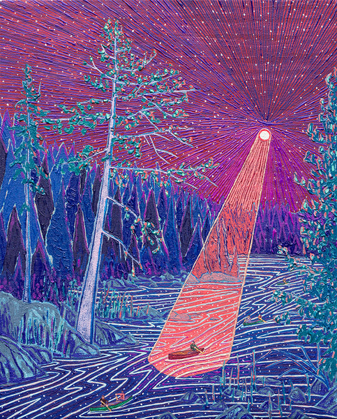 Kyle Scheurmann artwork 'Only the Moon Knew Where We'd Go (Canoe Painting #22)' available at Bau-Xi Gallery Vancouver