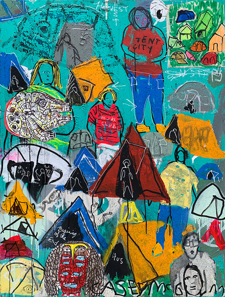 Casey McGlynn artwork 'Tent City' available at Bau-Xi Gallery Vancouver