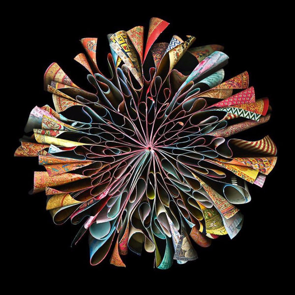 Cara Barer Artwork | Colourful and monochromatic photography orbs circular and organic abstract book art sculpture.