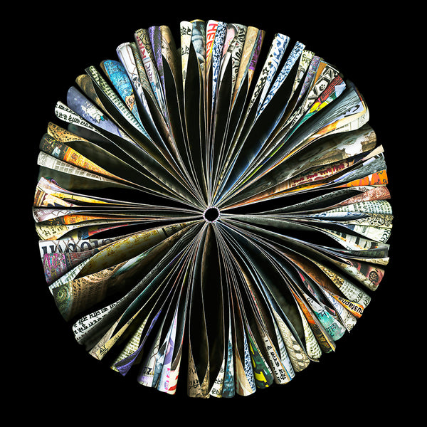 Cara Barer Artwork | Colourful and monochromatic photography orbs circular and organic abstract book art sculpture.