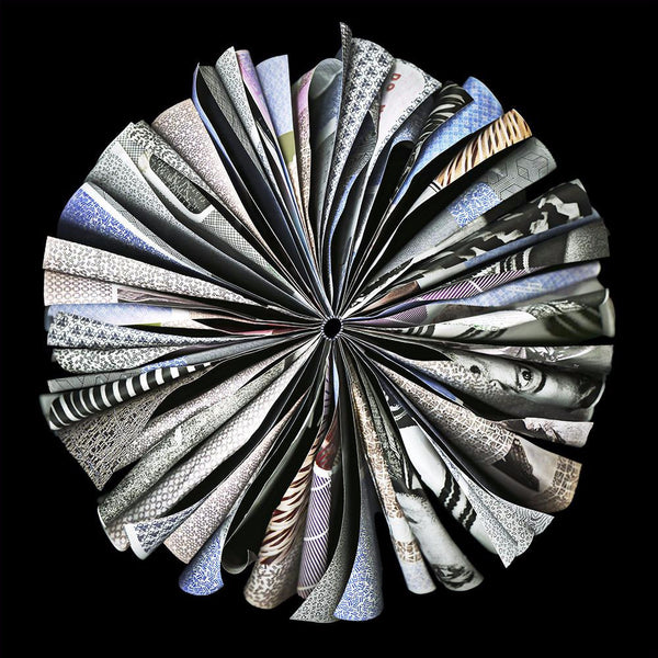 Cara Barer Artwork | Colourful and monochromatic photography orbs circular and organic abstract book art sculpture.