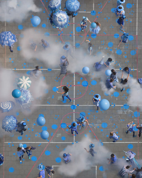 Katrin Korfmann Artwork | Vibrant, colourful, sometimes monochromatic, aerial composite photographs of human interactions in public spaces.