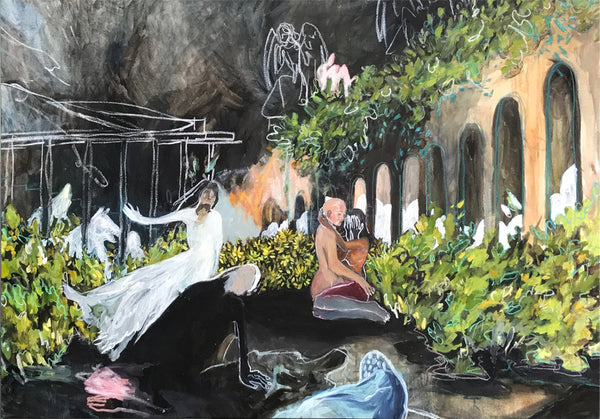 Michelle Nguyen Artwork | Dark, whimsical paintings of figures, foliage and plants that are dense with myth and symbolism.