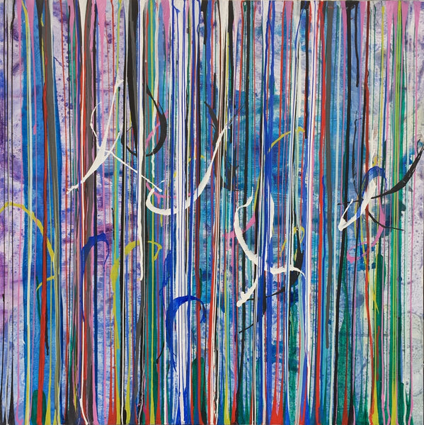 Pat O'Hara Artwork | Colourful, gestural abstractions composed of drips and splatters of paint.