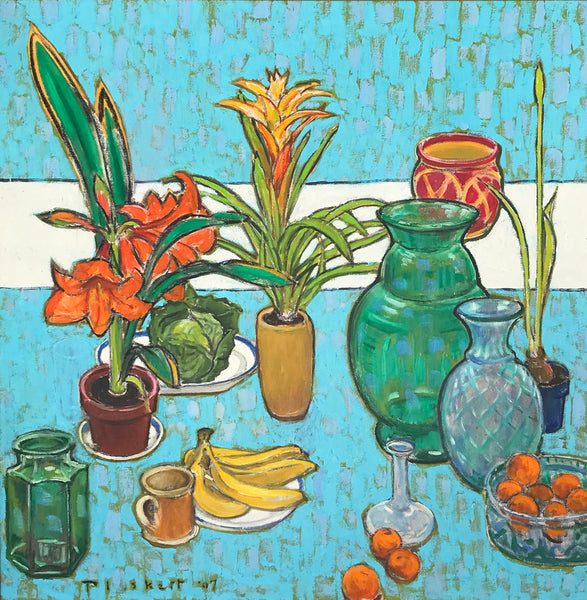 Joseph Plaskett Artwork | Impressionist still life, landscape, and figurative oil paintings, later informed by Modernism, seeing the addition of geometric shapes and abstract elements.