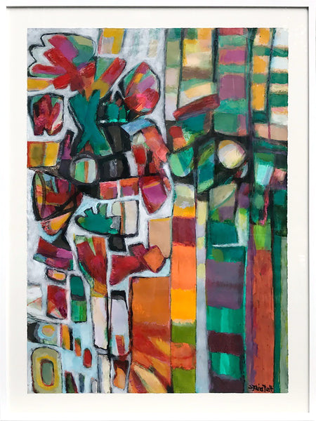 Sylvia Tait - Music Piece - Agitato, Acrylic on Archival Paper, Framed in White with Glass, - Bau-Xi Gallery