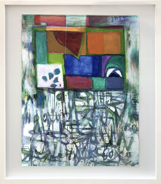 Sylvia Tait - Variations on a Theme-July, Acrylic on Archival Paper, Framed in White with Glass, - Bau-Xi Gallery