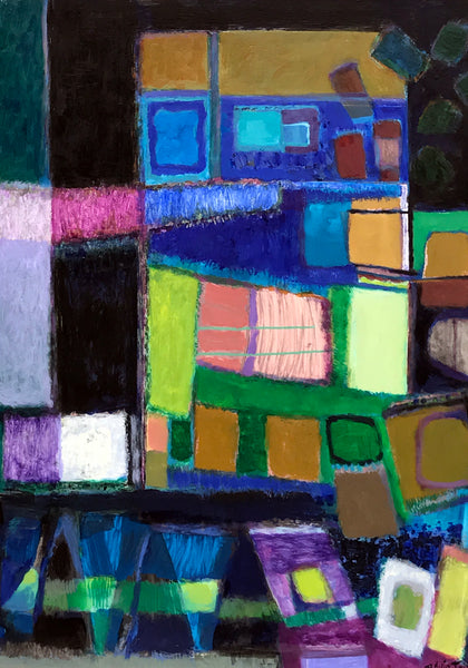 Sylvia Tait - Suite Pour La Nuit, Acrylic on Archival Paper, Framed in White with Glass, - Bau-Xi Gallery