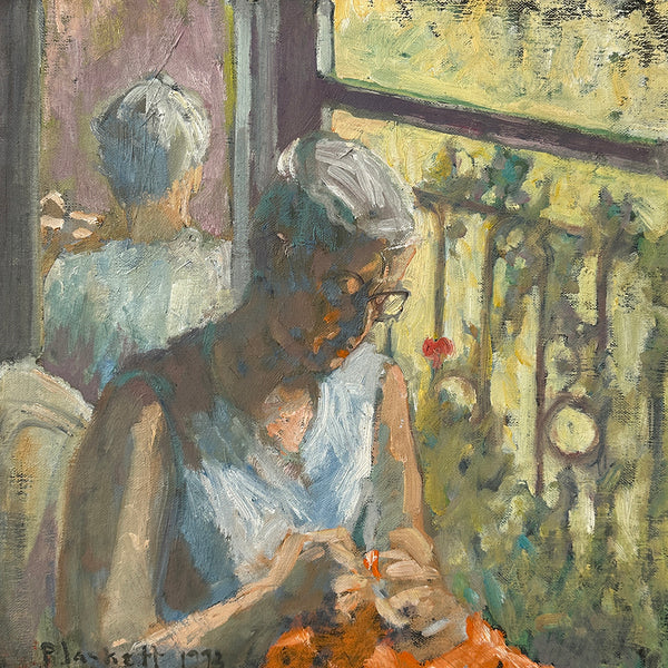 Joseph Plaskett artwork 'Untitled, Woman Knitting' available at Bau-Xi Gallery Toronto, Ontario