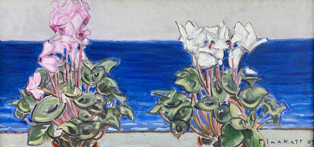 Joseph Plaskett artwork 'Two Cyclamen & Sea' available at Bau-Xi Gallery Toronto, Ontario