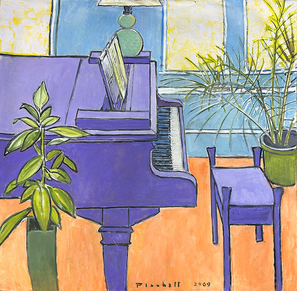 Joseph Plaskett artwork 'Interior with Piano (KM 100)' available at Bau-Xi Gallery Toronto, Ontario