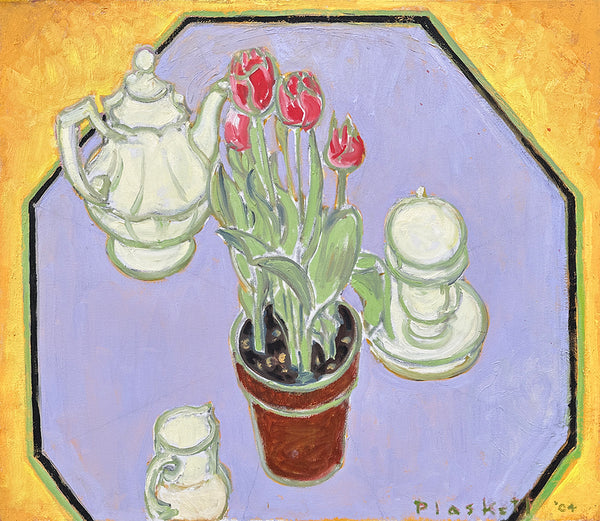 Joseph Plaskett artwork 'Tea and Tulips' available at Bau-Xi Gallery Toronto, Ontario