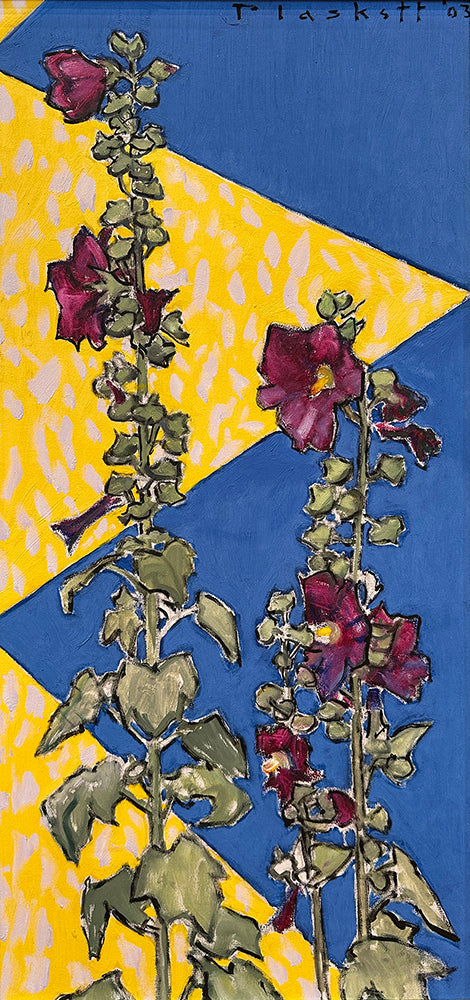 Joseph Plaskett artwork 'Hollyhocks' available at Bau-Xi Gallery Toronto, Ontario