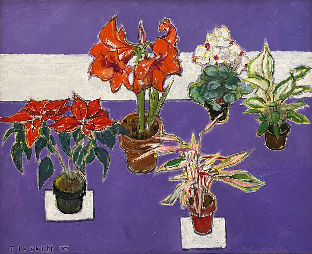 Joseph Plaskett artwork 'Five Plants and a Book' available at Bau-Xi Gallery Toronto, Ontario