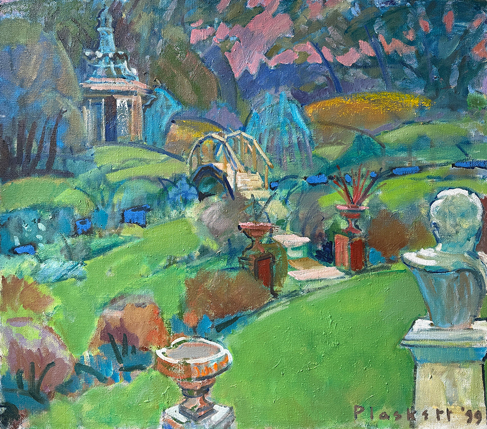 Joseph Plaskett artwork 'Garden and Teahouse' available at Bau-Xi Gallery Toronto, Ontario