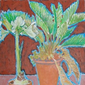 Joseph Plaskett artwork 'Amaryllis and Palm' available at Bau-Xi Gallery Toronto, Ontario
