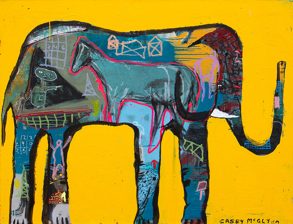 Casey McGlynn artwork 'Elephant on Yellow' available at Bau-Xi Gallery Toronto, Ontario