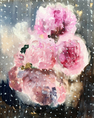 Dance in a Storm (peonies + vintage curtain)