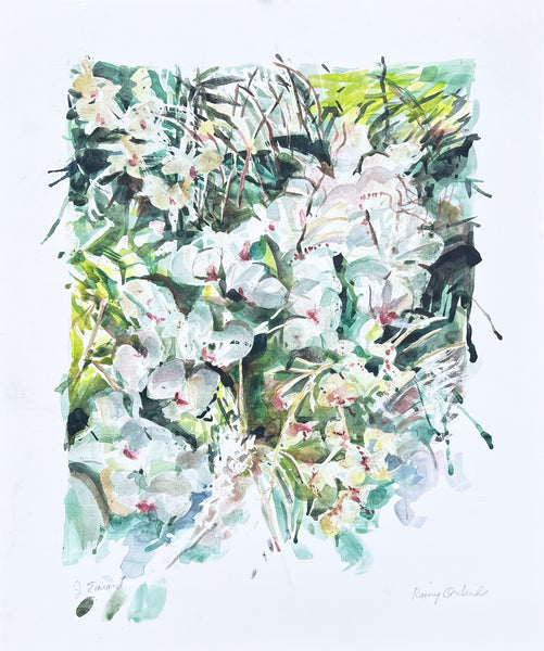 Jamie Evrard artwork 'Rainy Orchids' available at Bau-Xi Gallery Vancouver