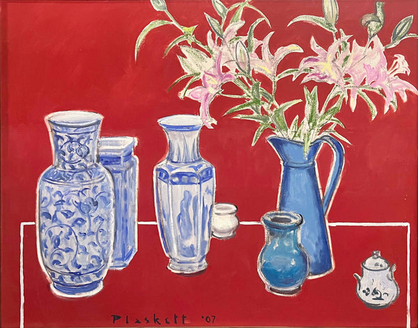 Joseph Plaskett artwork 'Blue Vessels & Lily' available at Bau-Xi Gallery Vancouver