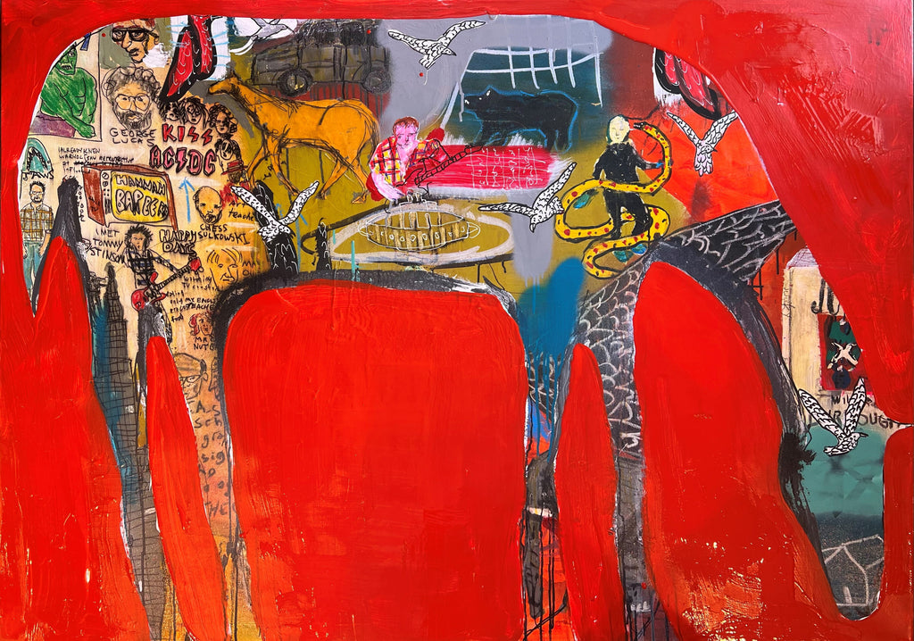 Casey McGlynn artwork 'Horse on Red' available at Bau-Xi Gallery Vancouver
