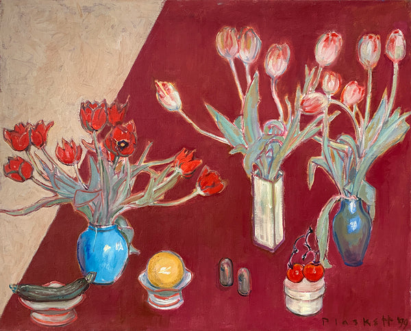 Joseph Plaskett artwork 'Tulip Still Life' available at Bau-Xi Gallery Toronto, Ontario