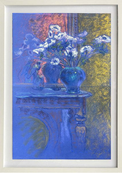 White Anemones with Birds 1 (Diptych)