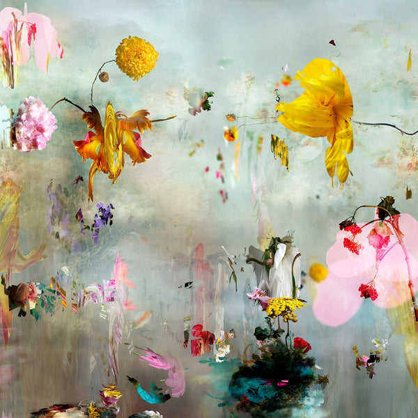 Isabelle Menin | New Rome 01 | Colourful, dramatic, painterly, abstract composite photographs of flowers and fruit.