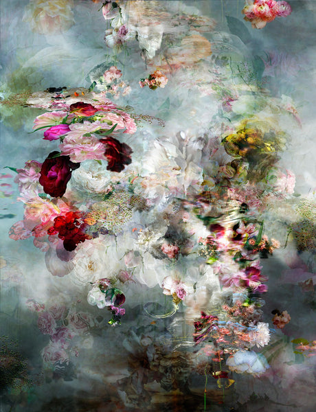 Isabelle Menin | Song for Dead Heroes 06 | Colourful, dramatic, painterly, abstract composite photographs of flowers and fruit.