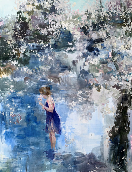 Darlene Cole artwork 'Reverie (woman in chiffon under the cherry blossoms)' available at Bau-Xi Gallery Toronto, Ontario